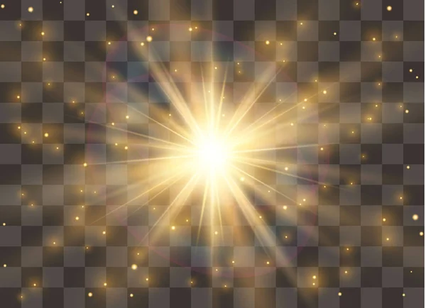 Effet Lumière Explosion Paillettes Étincelle Flash Solaire Illustration Vectorielle — Image vectorielle