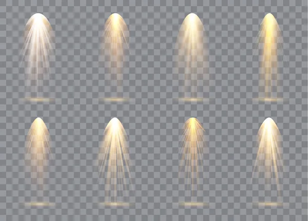 Collection Illumination Scène Effets Transparents Éclairage Lumineux Avec Projecteurs Illustration — Image vectorielle