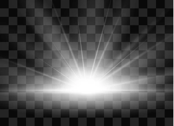 Схід Сонця Світанок Векторне Прозоре Сонячне Світло Світловий Ефект Спалаху — стоковий вектор
