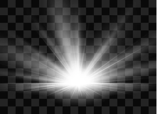 Amanecer Amanecer Vector Luz Solar Transparente Efecto Luz Destello Lente — Archivo Imágenes Vectoriales