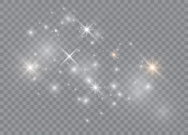 Lichteffekt Sterne Vektor Funkelt Auf Transparentem Hintergrund Weihnachten Abstraktes Muster — Stockvektor