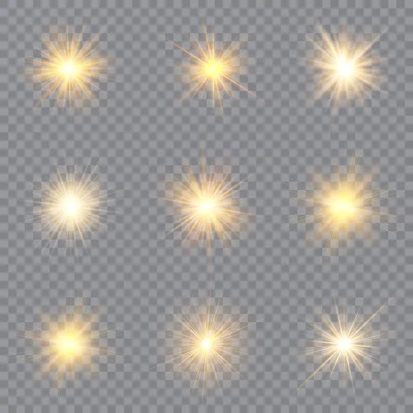 Light glow effect stars. Vector sparkles on transparent background. Christmas abstract pattern. Sparkling magic dust particles.