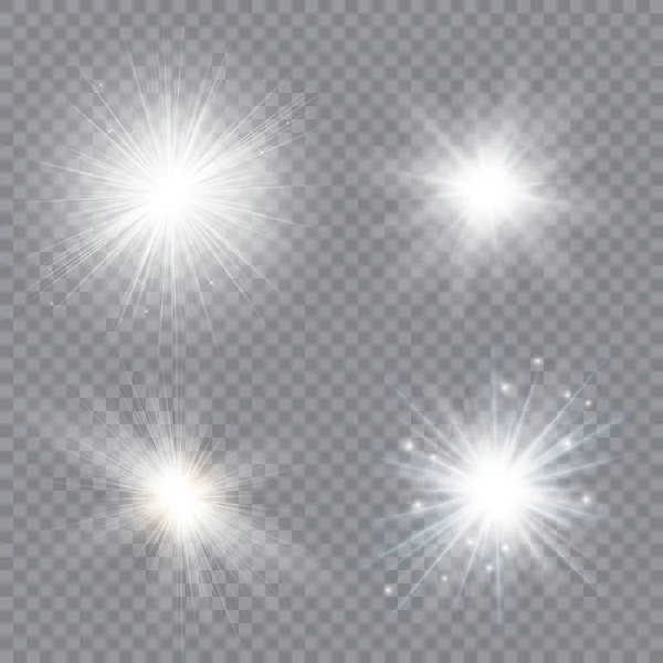 光能发光的恒星 矢量在透明的背景下闪耀 圣诞节的抽象图案 闪烁的魔法尘埃粒子 — 图库矢量图片