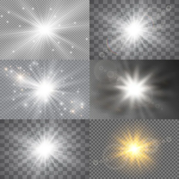 Licht Gloeiende Sterren Vector Schittert Transparante Achtergrond Kerst Abstract Patroon — Stockvector