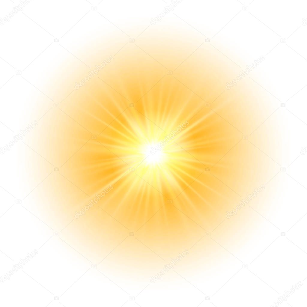 Glow light effect, explosion, glitter, spark, sun flash. Vector illustration.