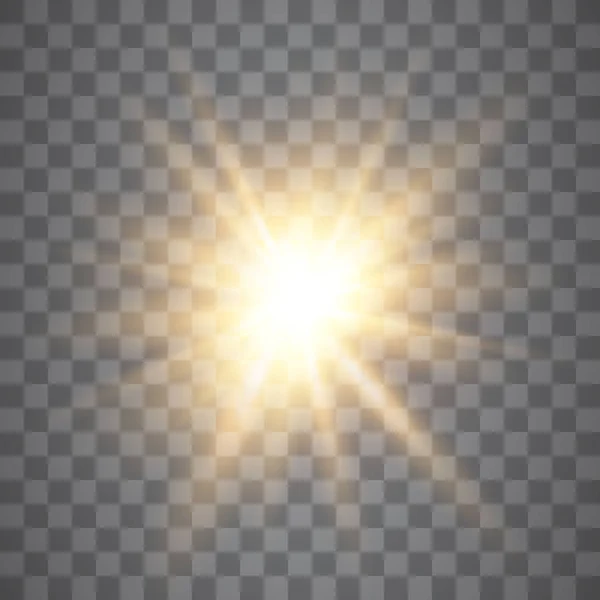 Glühlichteffekt Explosion Glitzern Funken Sonnenblitz Vektorillustration — Stockvektor