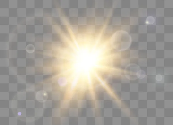Efecto Luz Brillante Explosión Brillo Chispa Destello Solar Ilustración Vectorial — Vector de stock