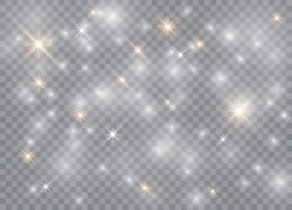 Estrelas Efeito Luminoso Vetor Brilha Fundo Transparente Natal Padrão Abstrato — Vetor de Stock