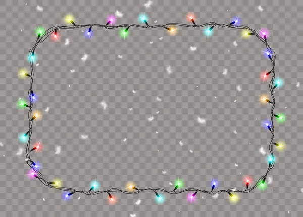 Luces Navideñas Aisladas Elementos Diseño Realistas Nieve Navidad Para Nuevo — Vector de stock