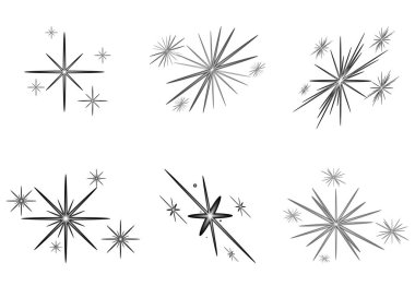 Yeni yıl için bir dizi parlak yıldız. Vektör illüstrasyonu.