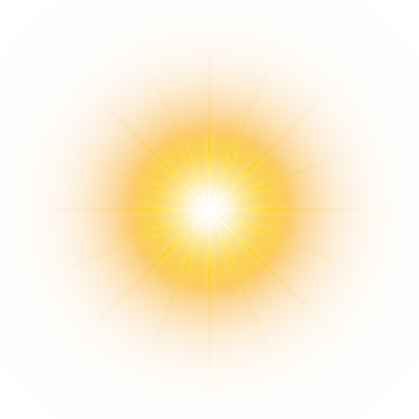 Yoğun merkezi parıltısı ve yumuşak ışınları olan parlak altın bir yıldız patlaması.