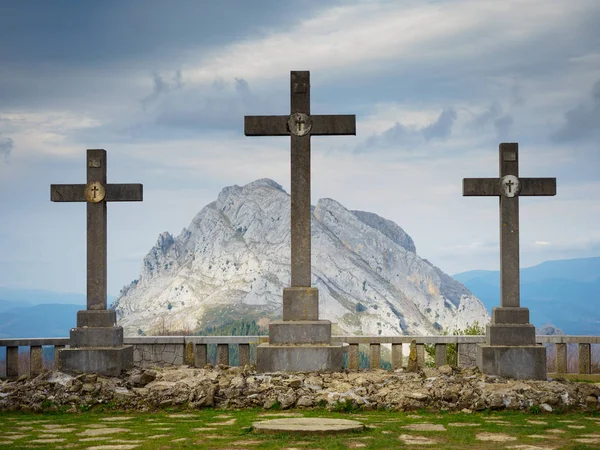 Three crosses of Semana Santa in the Urkiola mountain