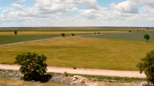 西班牙一个村庄的农田 — 图库视频影像