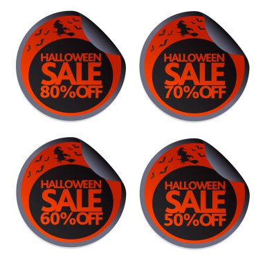 Bir süpürge sopası 50,60,70,80.Vector illüstrasyon cadı ile Halloween Satılık sopa