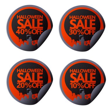 Scytheman Cadılar Bayramı etiketlileri 10,20,30,40. Vektör çizim