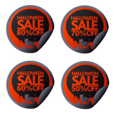 Kedi mezarlığı ile Halloween sopa 50,60,70,80. Vektör çizim