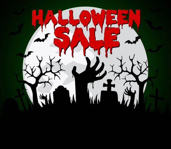 Fondo Venta Halloween Con Manos Zombie Vector Ilustración — Vector de stock