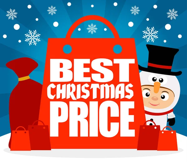 Mejor Precio Navidad Con Niño Traje Snowman Vector Ilustración — Vector de stock