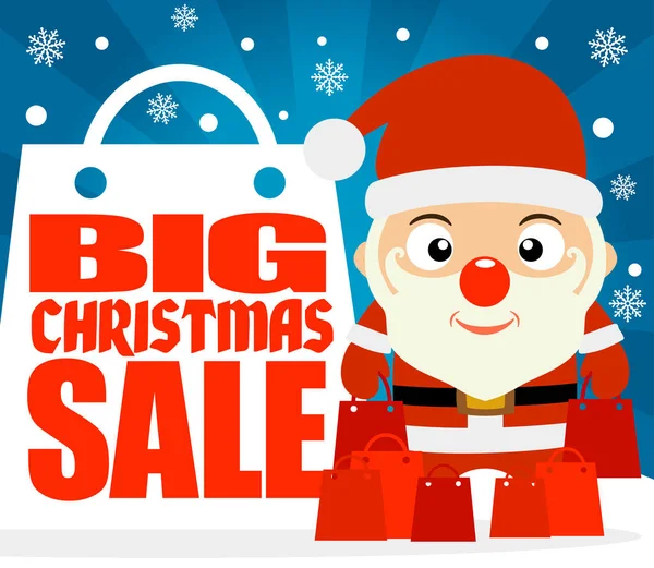 Big Christmas Sale Background Child Costume Santa Claus Vector Illustration — Stock Vector