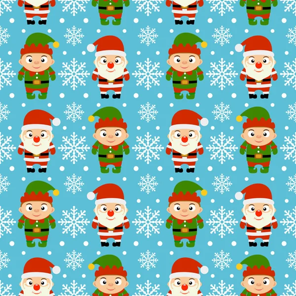 New Year Seamless Kids Santa Claus Elf Vector Illustration — Stock Vector