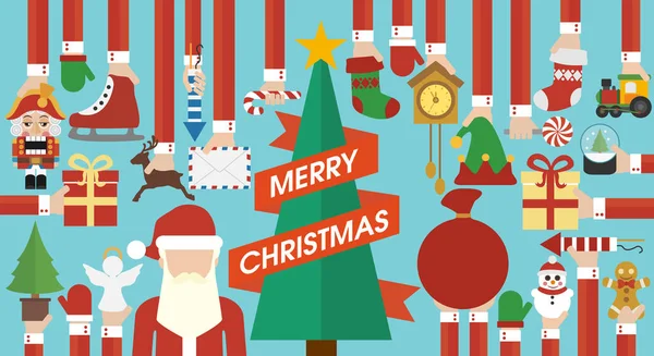 Merry Christmas New Year Design Flat Christmas Tree Vector Illustration — Stock Vector