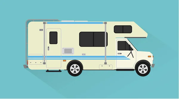 Camper Trailer Car Design Flat Style Vector Illustration — Stock Vector