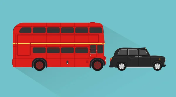 Britse Bus Taxi Passagier Vervoer Platte Ontwerpstijl Vectorillustratie — Stockvector