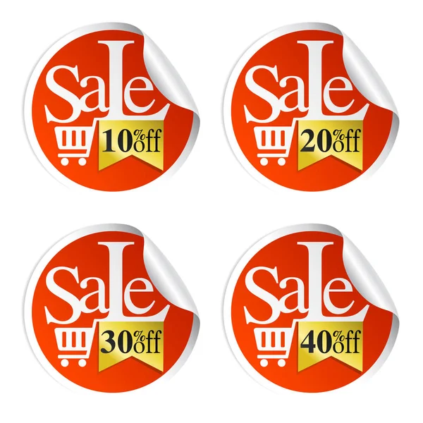 Sale Stickers Shopping Cart Percent Vector Illustration — Stock Vector