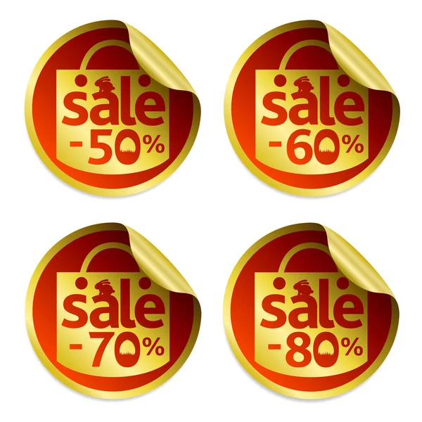 Páscoa adesivos venda de ouro 50,60,70,80 com ovo na grama e coelho —  Vetores de Stock