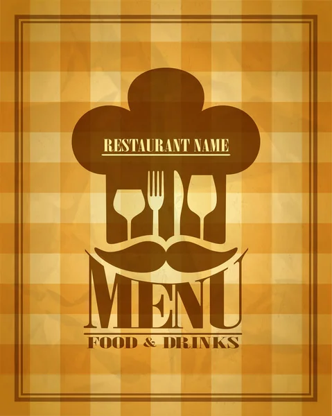 Yemek kapağı ile yiyecek ve içecekler retro menü kartı — Stok Vektör