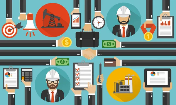 Διαχείριση επιχειρήσεων πετρελαίου με δύο διευθυντές, επίπεδο σχεδιασμού — Διανυσματικό Αρχείο
