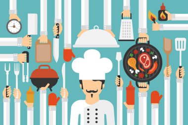 Barbekü & Grill aşçı ile modern düz set