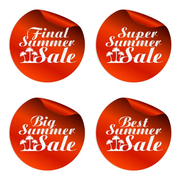Red Summer eladás matricák végleges, szuper, nagy, legjobb — Stock Vector