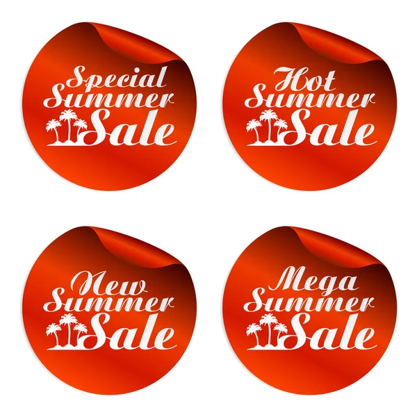 Adesivos de venda de verão vermelho especial, quente, novo, mega — Vetor de Stock