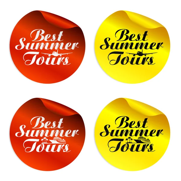 Mejores tours de verano pegatinas conjunto — Vector de stock