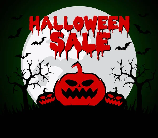 Fondo de venta de Halloween con calabaza roja — Vector de stock