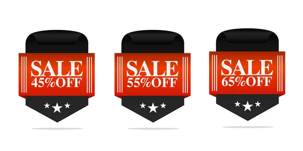 Set van Sale badges, 45%, 55%, 65% korting — Stockvector
