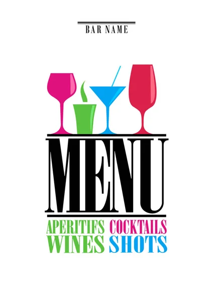 Drinks Menu Cocktails Aperitifs Wines Shots Menu White Background Vector — Stock Vector
