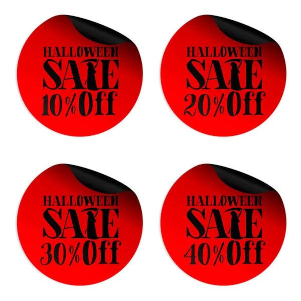 Stickers Vente Halloween Rouge Serti Avec Scytheman Pour Cent Réduction — Image vectorielle