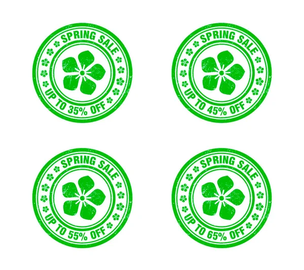 春季发售绿色格子邮票套装 打折35 矢量说明 图库矢量图片