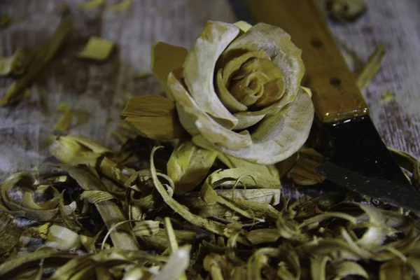 rose made of wood, handicraft, art, work for the good
