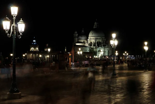 Nocne Życie Placu San Marco Wenecja Włochy — Zdjęcie stockowe