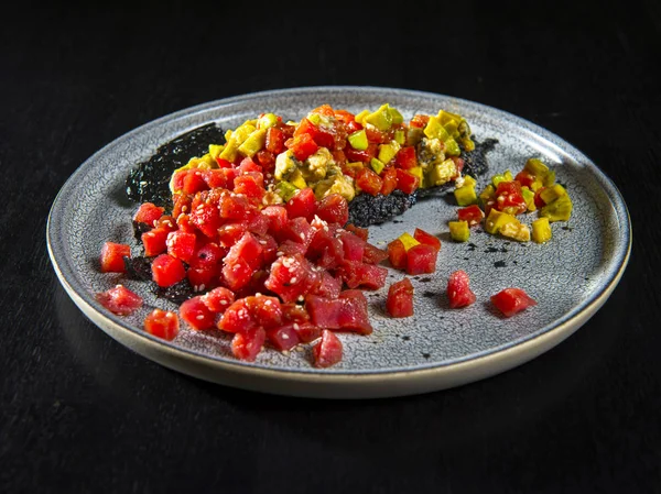 Tuna Tartar Avocado Gorgonzola Cheese — Stock Photo, Image