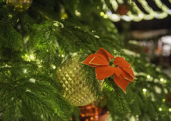 Decorazioni Dell Albero Natale Sui Rami — Foto Stock