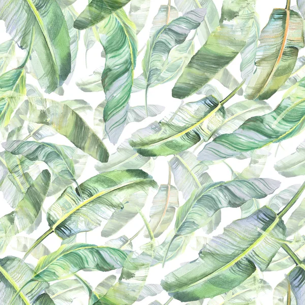 Naadloze Patroon Met Groene Tropische Blad Voor Textiel Behang Achtergronden — Stockfoto