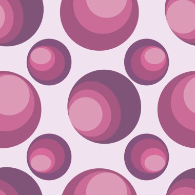 Renkli bezelyeli kusursuz vektör deseni. Geometrik daire şekilleri. Soyut pembe nokta arkaplanı. Moda arka planı. Dikiş, Yama, Parmak izi Tasarımı, Doku, Kumaş Kumaşı için Pamuk Kumaşı.