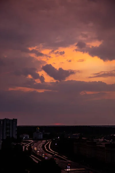 Pôr Sol Colorido Céu — Fotografia de Stock