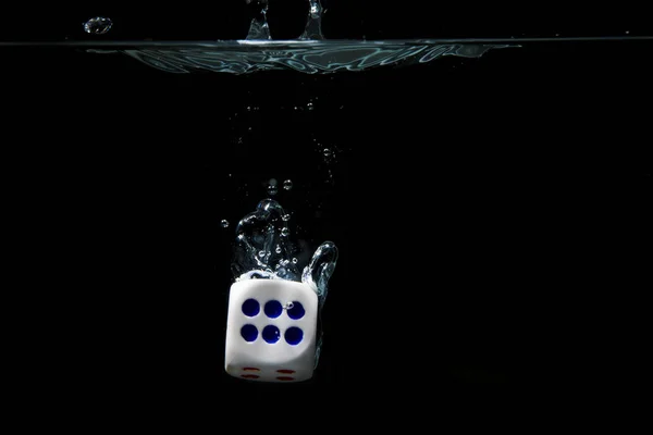 Dice Number Two Face Water Black Background — Stock Photo, Image