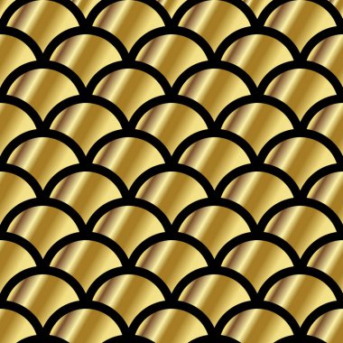 Art Deco desenleri kümesi. Altın arka plan. Fan süsler ölçekler. Geometrik dekoratif dijital kağıtları. Vektör içini kaplamak çizmek. 1920-30'lu motif. Lüks vintage illüstrasyon