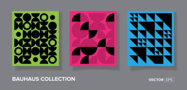 Soyut bauhaus geometrik desen arka plan metni, basit şekiller ve elementlerle minimalist geometrik tasarımlar